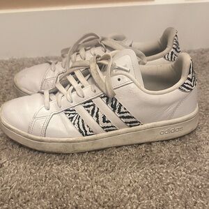 Adidas White and Zebra Print Sneakers